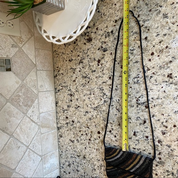 Wow! Black Bronze Silver Beaded Purse with Strap - Picture 9 of 10